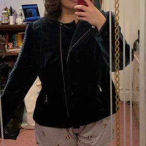 International Concepts Macy’s Forest Green Velvet Bomber Jacket Plus Size 2X